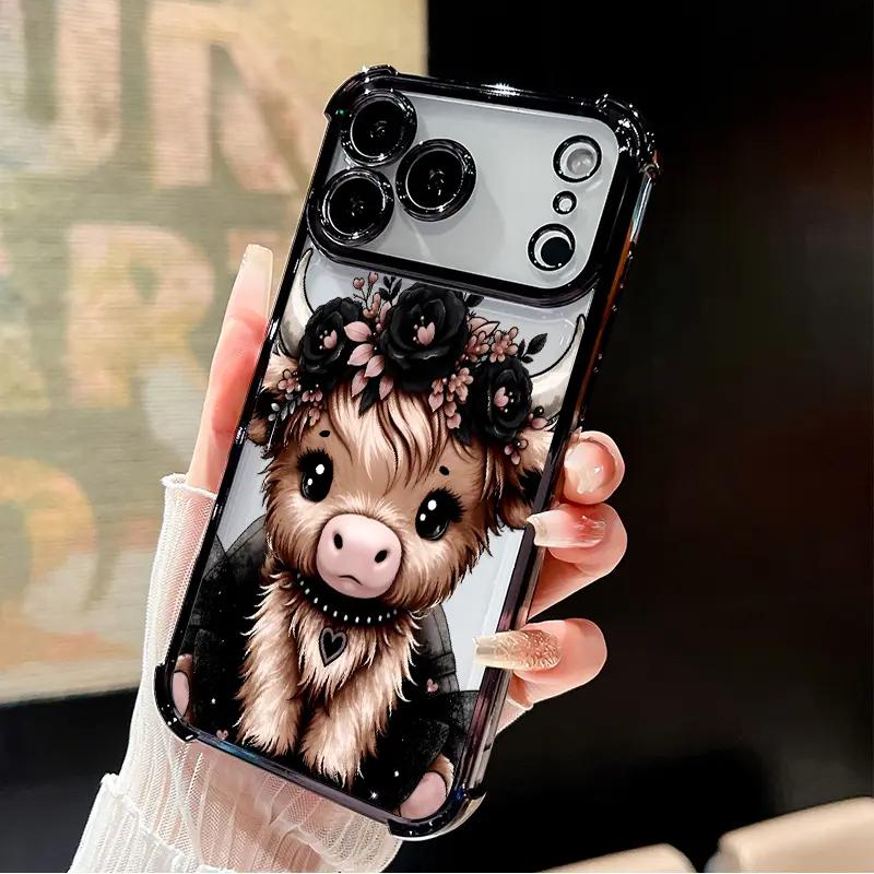Highland Cow Black Rose Phone Case phone case sold by CasePop